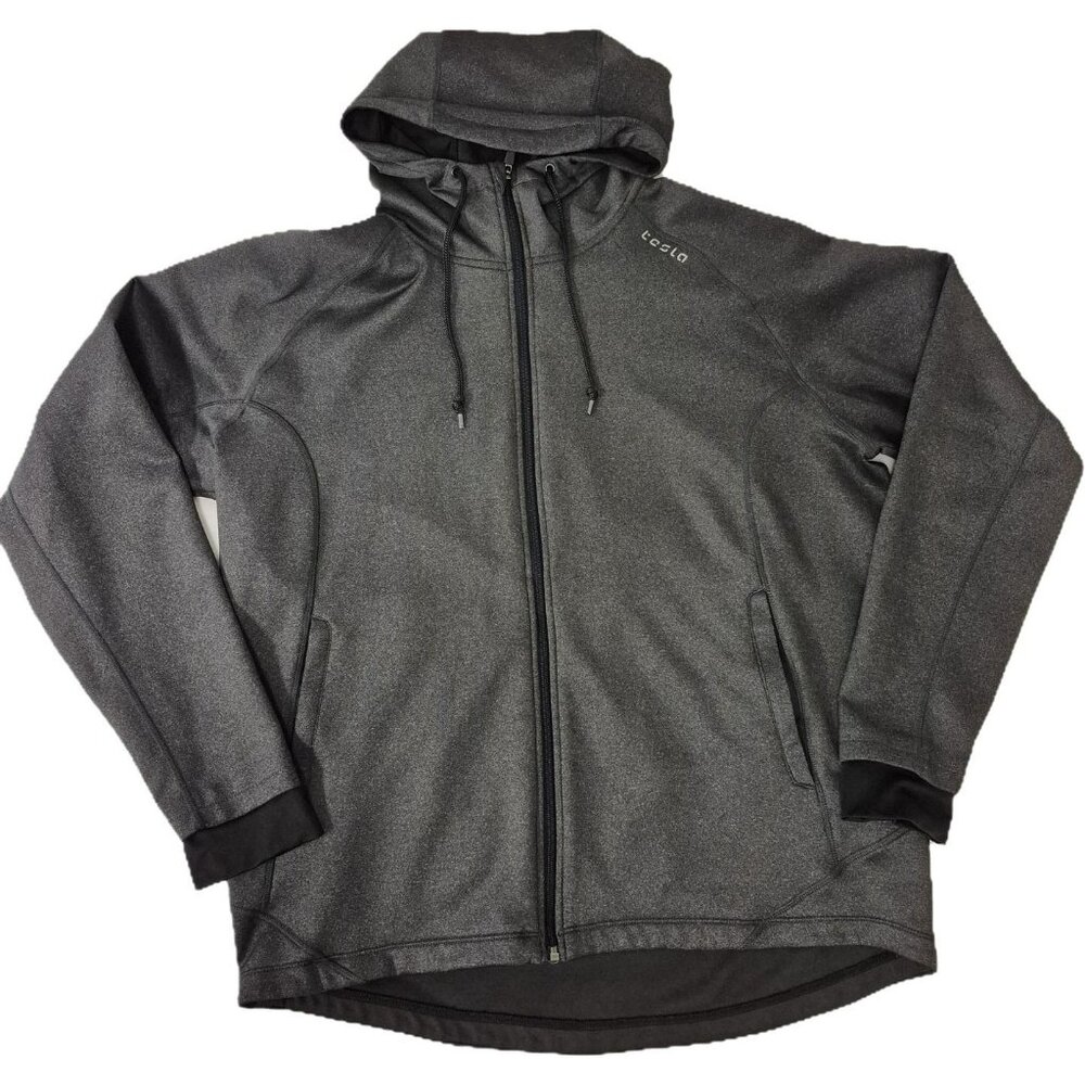 Tesla Mens Full Zip-Up Hoodie Sweatshirt Jacket Athleisure Casual Dark Gray 3XL